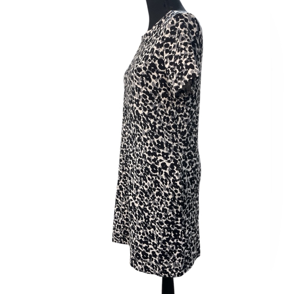Ellen Tracy Black and White Leopard Print Dress Crew Neck Short Sleeve - Picture 4 of 7